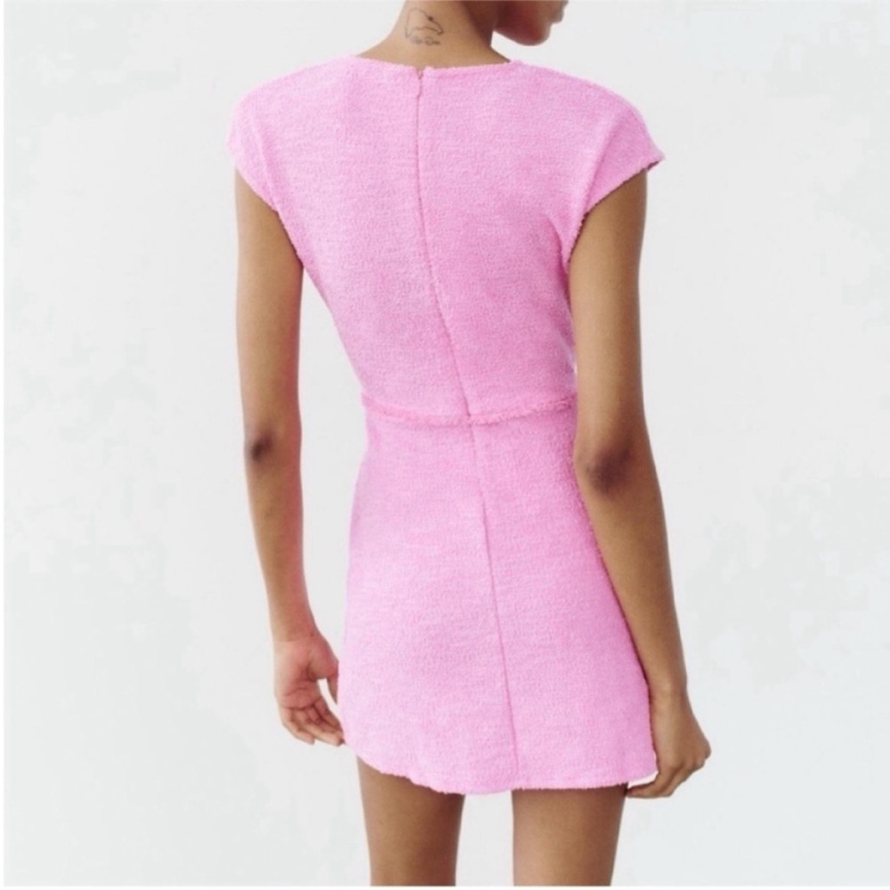 Zara, Pink, TEXTURED JACQUARD DRESS, Large - Picture 8 of 16